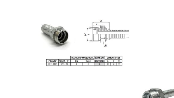 Imagen de MACHO RECTO M14 X 1,5-06 04 1/4'' (MULTI ASIENTO)